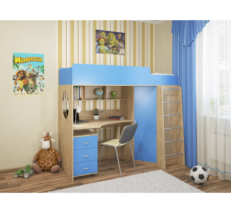 Кровать-чердак для детей от 5 лет Милана-3, спальное место 190х80 см